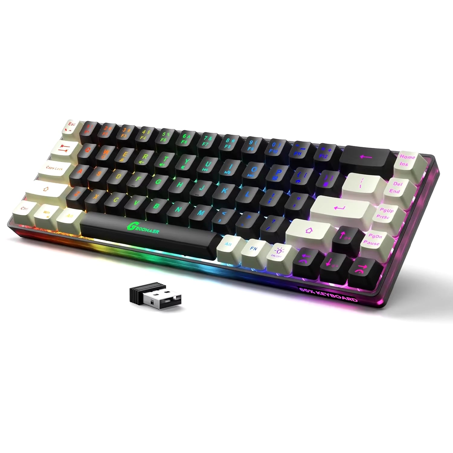 Elevate Your Gaming Experience with the GEODMAER Rechargeable Wireless Backlit Keyboard - 68 Keys Membrane Design for PC in English/Spanish Layout