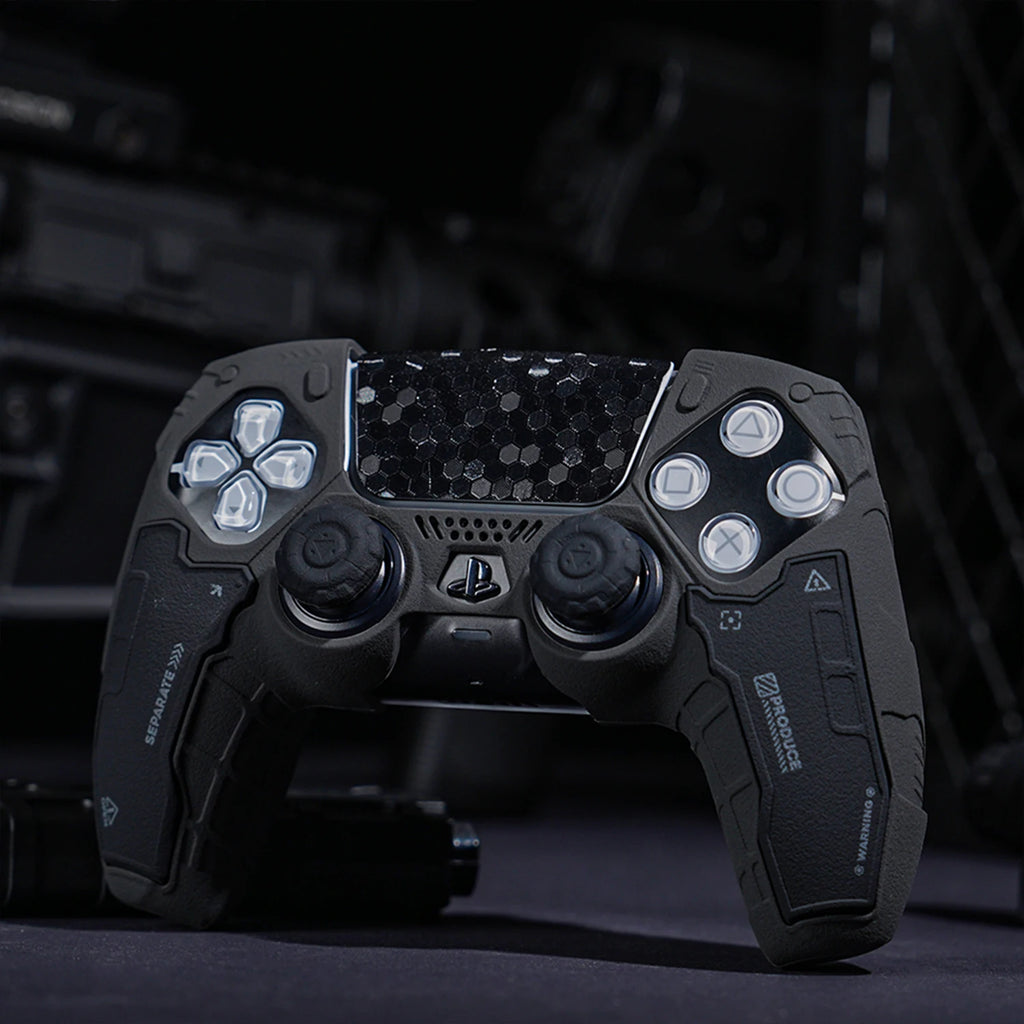 Tactical Mecha Matte Silicone Soft Protector Sticker Skin for Sony Dualsense 5 PS5 Controller Case Thumb Stick Grip Cap Cover