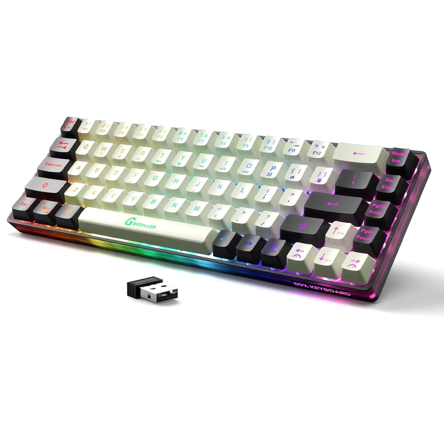 Elevate Your Gaming Experience with the GEODMAER Rechargeable Wireless Backlit Keyboard - 68 Keys Membrane Design for PC in English/Spanish Layout