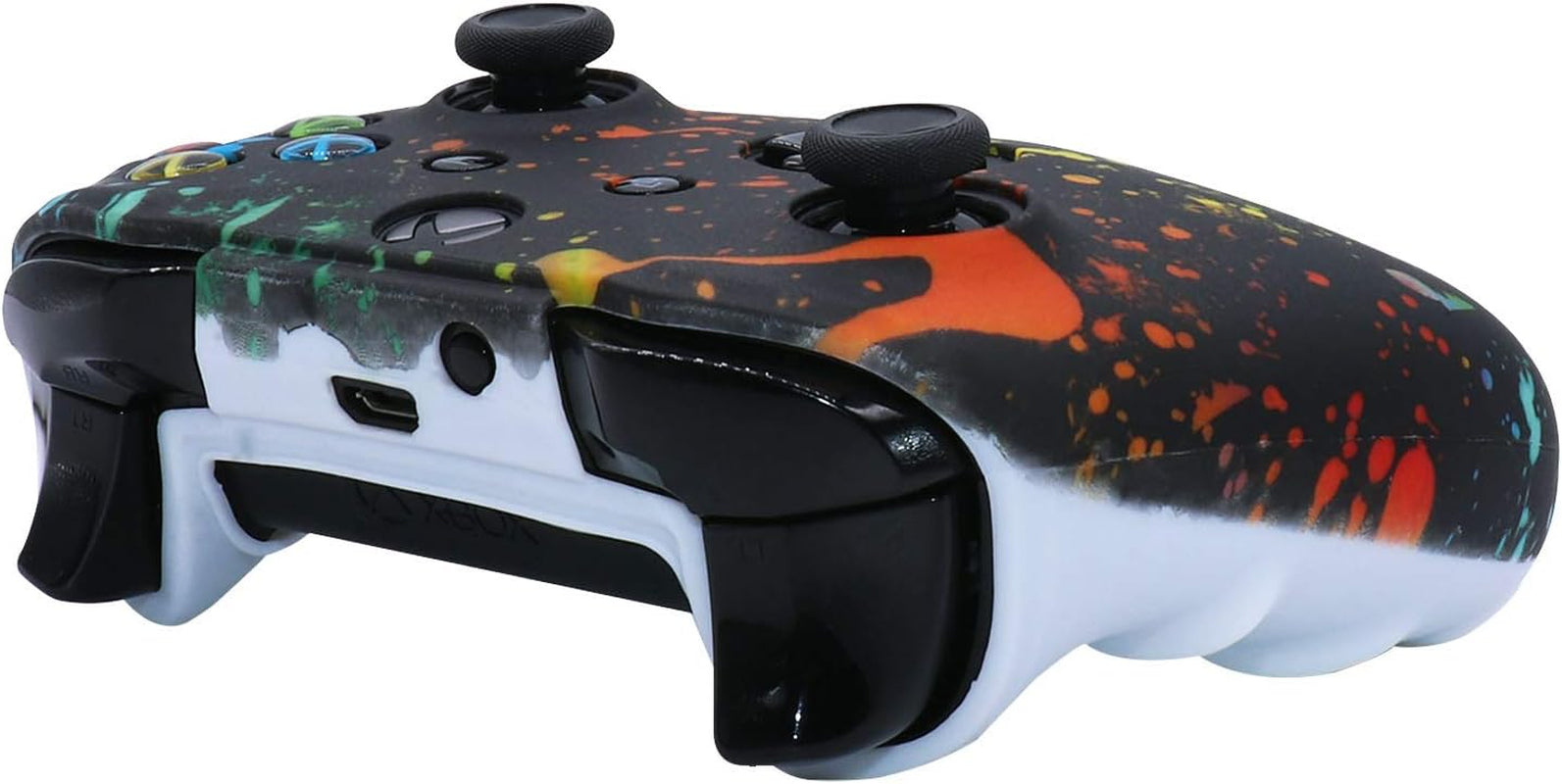 Controller Skin for Xbox One, Anti-Slip Silicone Controller Cover Protector Case Compatible for Xbox 1 Wireless/Wired Gamepad Joystick with 4 Thumb Grips Caps and Black Pro Thumb Grip X 8