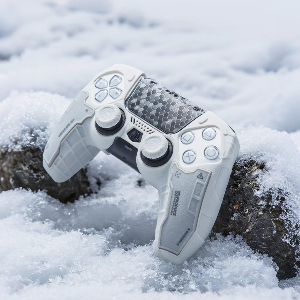 Tactical Mecha Matte Silicone Soft Protector Sticker Skin for Sony Dualsense 5 PS5 Controller Case Thumb Stick Grip Cap Cover