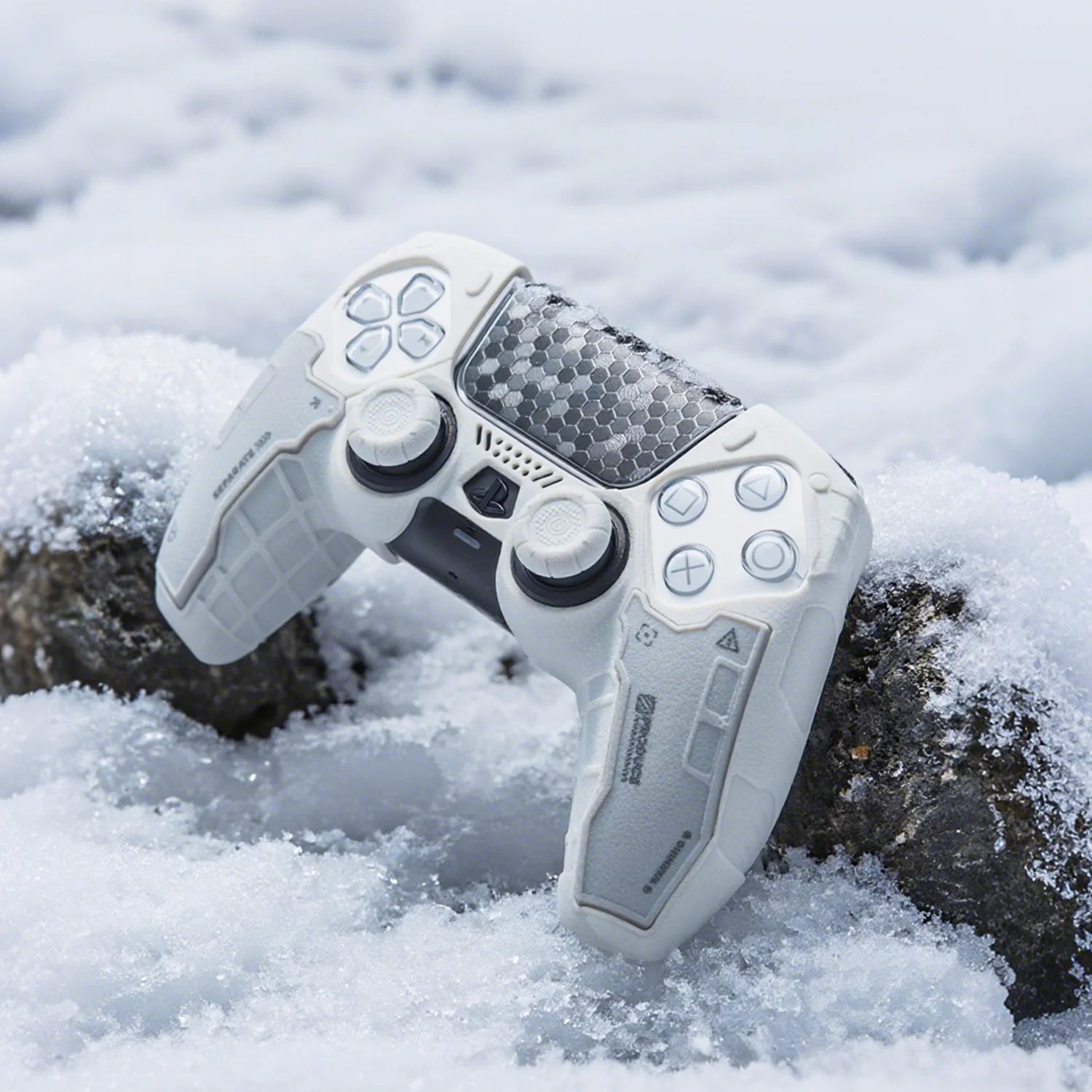Tactical Mecha Matte Silicone Soft Protector Sticker Skin for Sony Dualsense 5 PS5 Controller Case Thumb Stick Grip Cap Cover