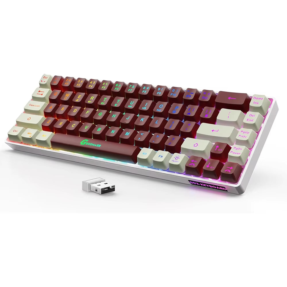 Elevate Your Gaming Experience with the GEODMAER Rechargeable Wireless Backlit Keyboard - 68 Keys Membrane Design for PC in English/Spanish Layout