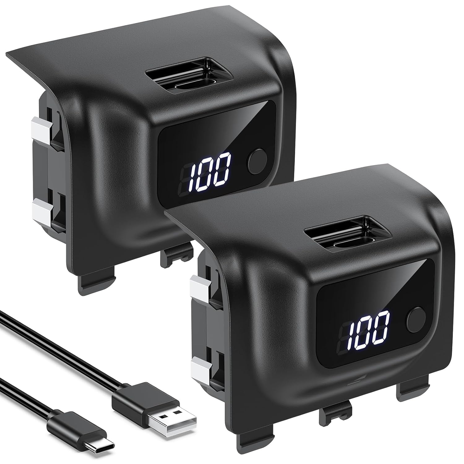 YUANHOT Rechargeable Battery Pack for Xbox Series X/S, LED Display 2 Pack 5180Mw