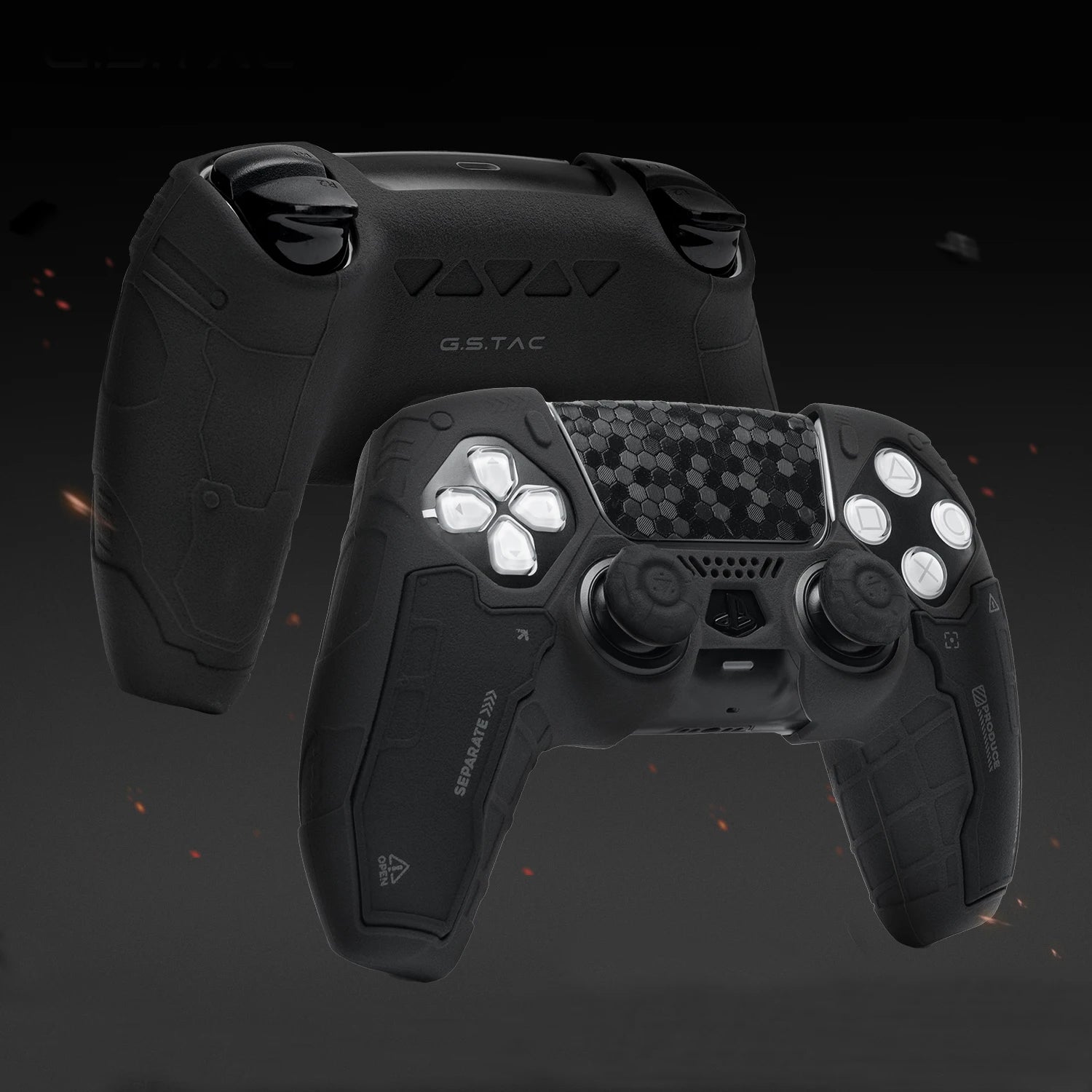 Tactical Mecha Matte Silicone Soft Protector Sticker Skin for Sony Dualsense 5 PS5 Controller Case Thumb Stick Grip Cap Cover