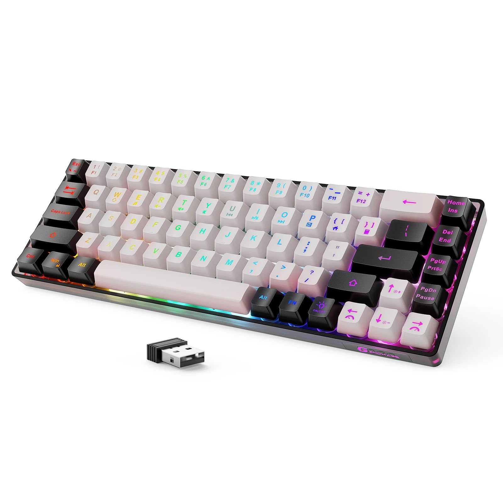 Elevate Your Gaming Experience with the GEODMAER Rechargeable Wireless Backlit Keyboard - 68 Keys Membrane Design for PC in English/Spanish Layout