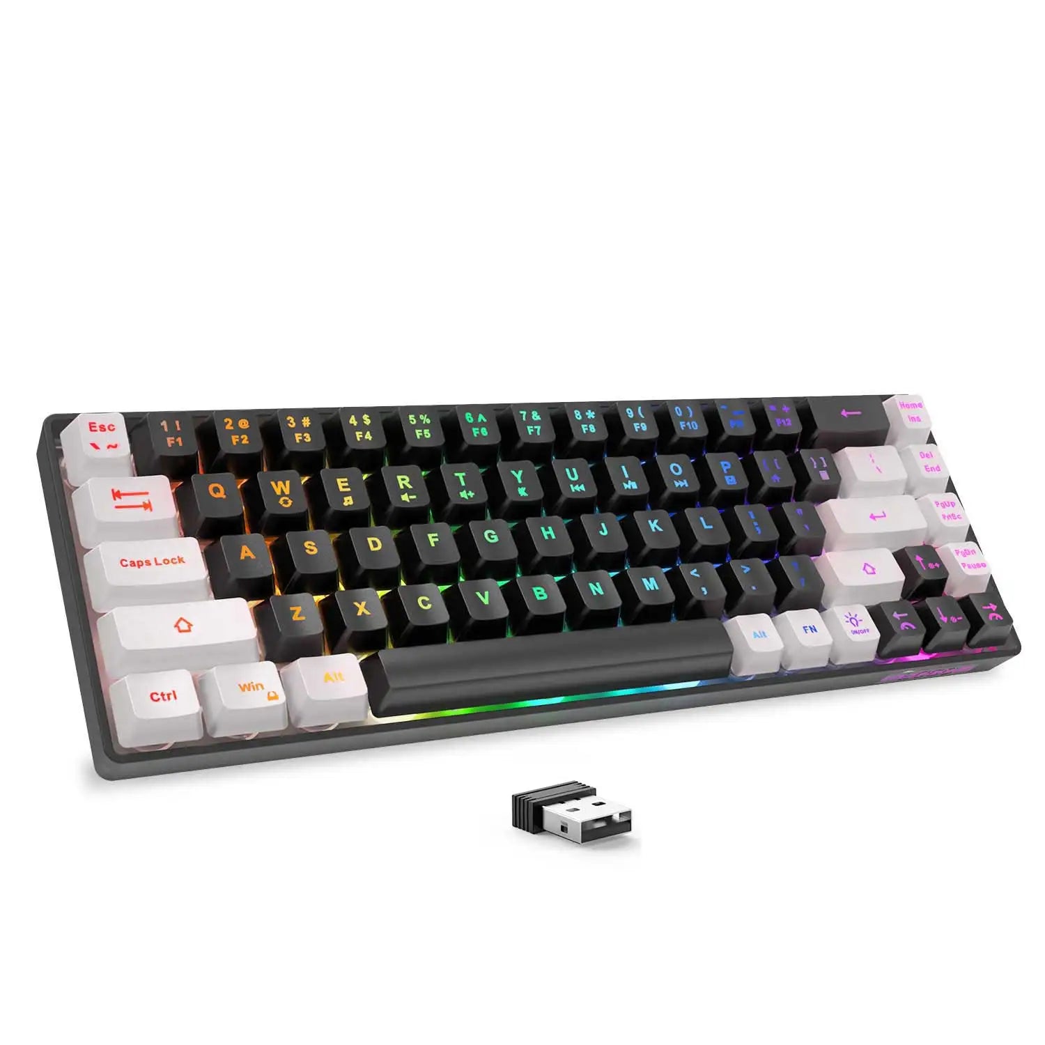 Elevate Your Gaming Experience with the GEODMAER Rechargeable Wireless Backlit Keyboard - 68 Keys Membrane Design for PC in English/Spanish Layout