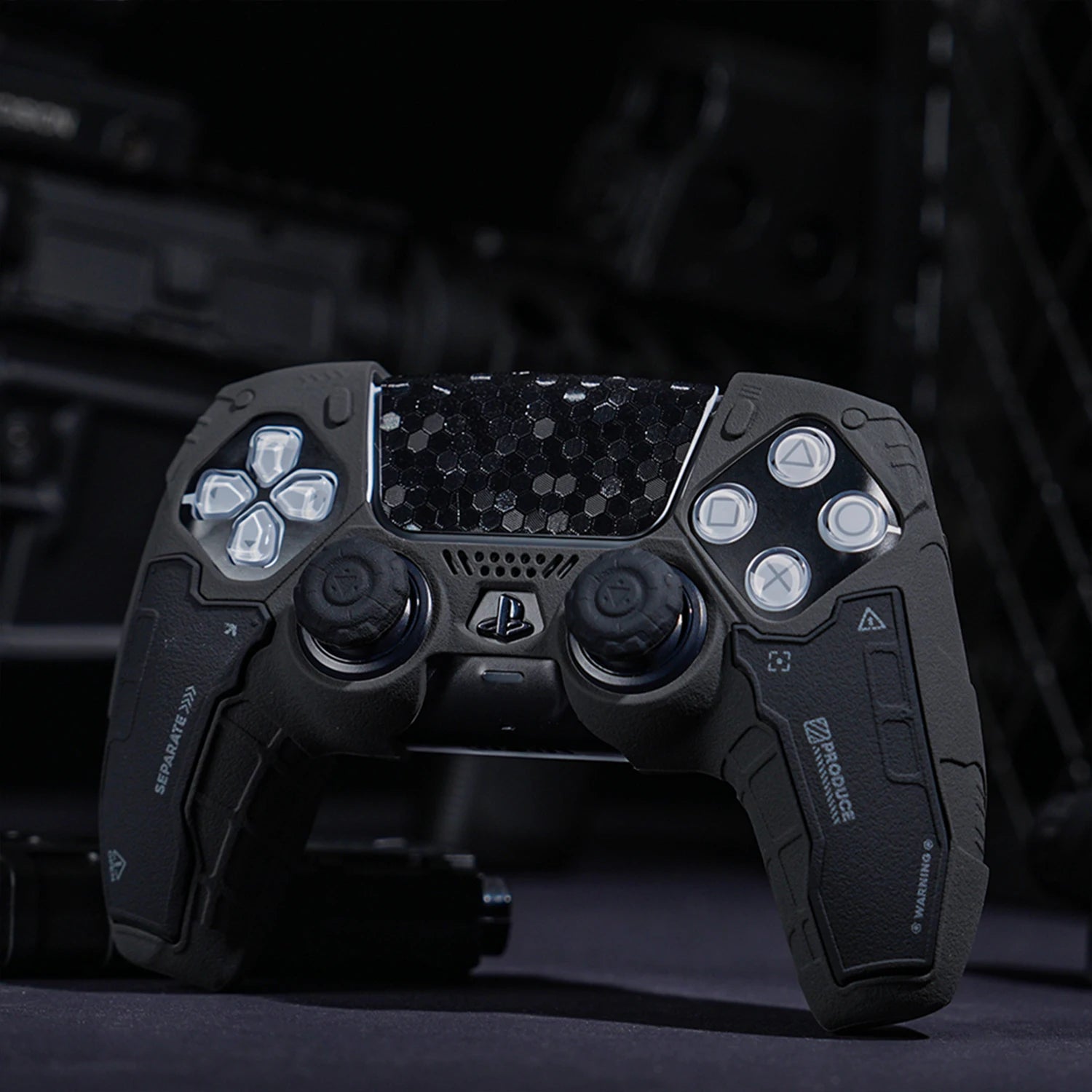 Tactical Mecha Matte Silicone Soft Protector Sticker Skin for Sony Dualsense 5 PS5 Controller Case Thumb Stick Grip Cap Cover