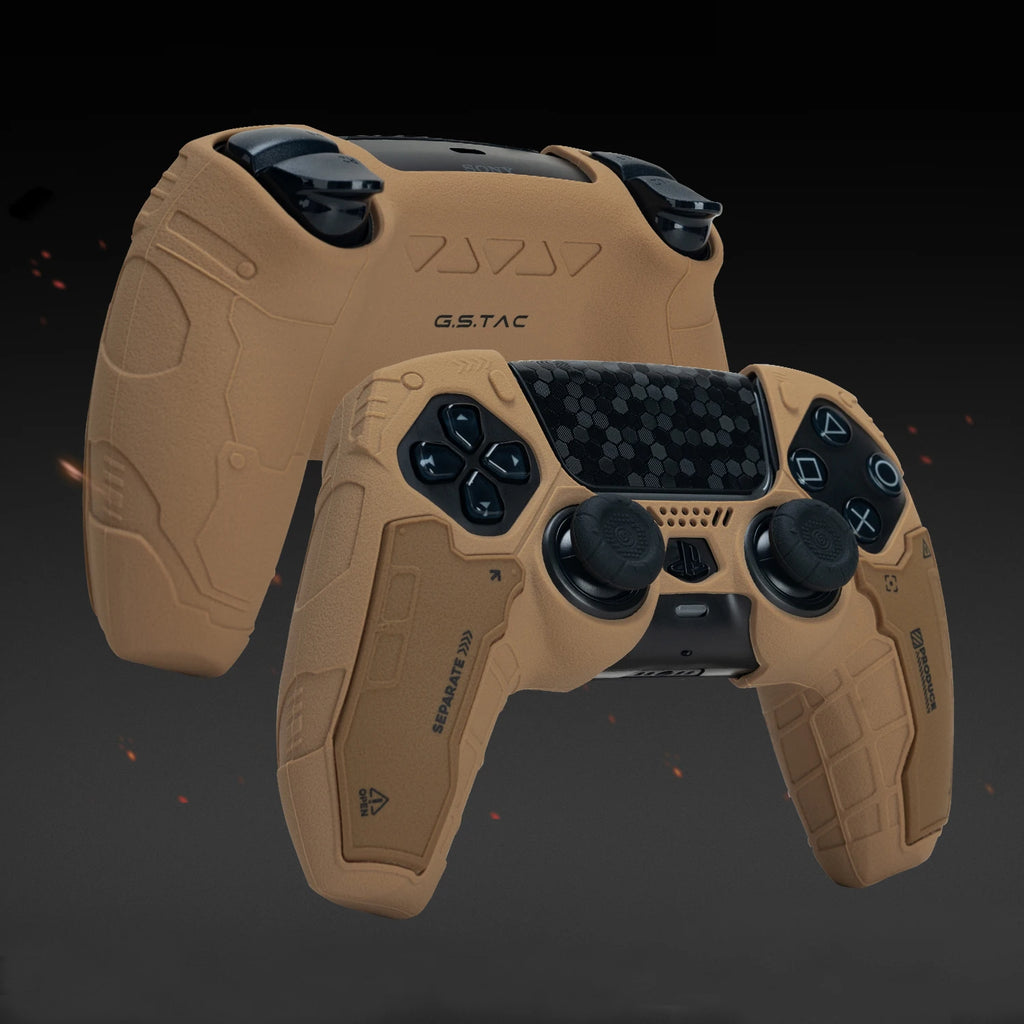 Tactical Mecha Matte Silicone Soft Protector Sticker Skin for Sony Dualsense 5 PS5 Controller Case Thumb Stick Grip Cap Cover