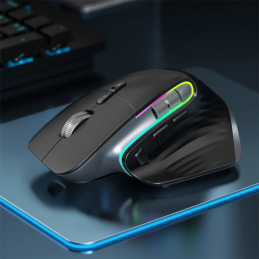 RGB Rechargeable Wireless Gaming Mouse - Ergonomic Design with 12 Colors LED for PC, Laptop & iPad