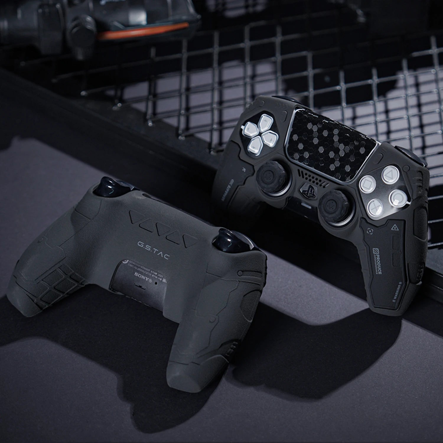 Tactical Mecha Matte Silicone Soft Protector Sticker Skin for Sony Dualsense 5 PS5 Controller Case Thumb Stick Grip Cap Cover
