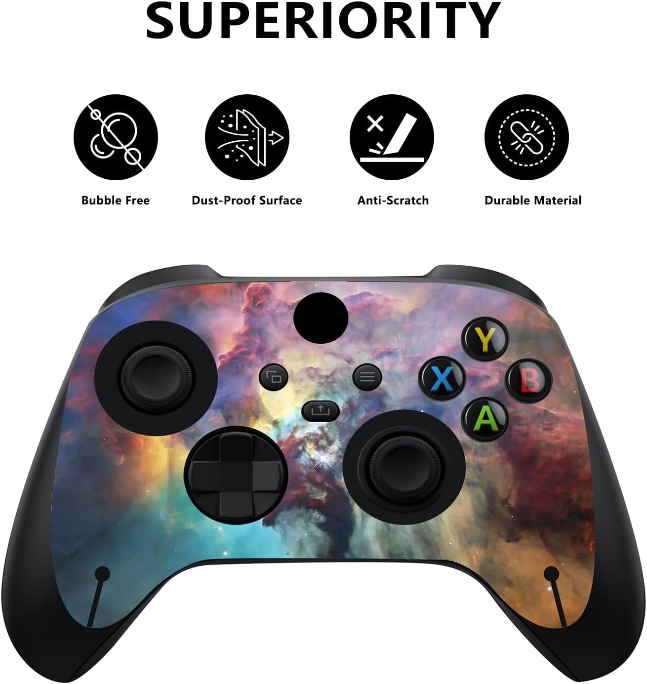 Mystic Nebula Custom Vinyl Skins for Xbox Core Wireless Controller, Wrap Decal Cover Stickers for Xbox Series X Console Controller