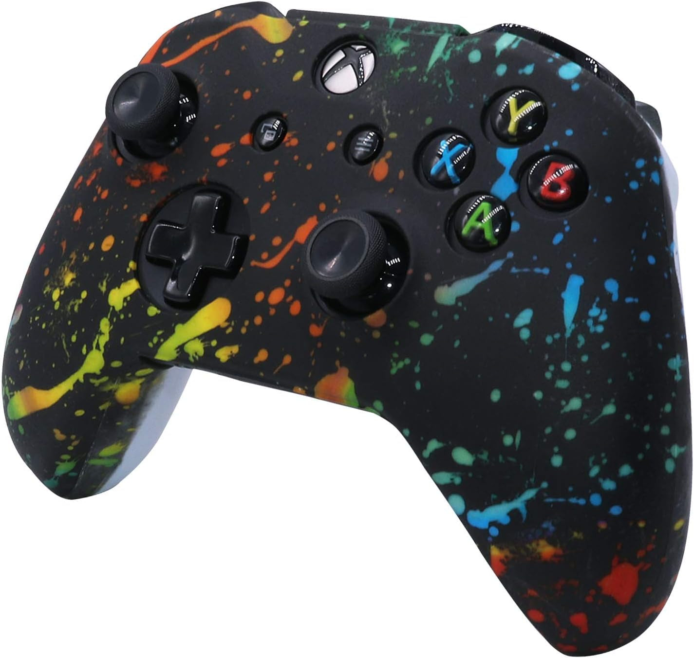 Controller Skin for Xbox One, Anti-Slip Silicone Controller Cover Protector Case Compatible for Xbox 1 Wireless/Wired Gamepad Joystick with 4 Thumb Grips Caps and Black Pro Thumb Grip X 8