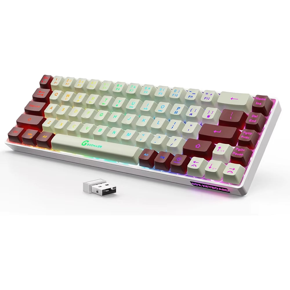 Elevate Your Gaming Experience with the GEODMAER Rechargeable Wireless Backlit Keyboard - 68 Keys Membrane Design for PC in English/Spanish Layout