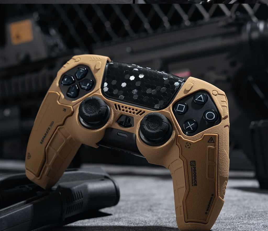 Tactical Mecha Matte Silicone Soft Protector Sticker Skin for Sony Dualsense 5 PS5 Controller Case Thumb Stick Grip Cap Cover