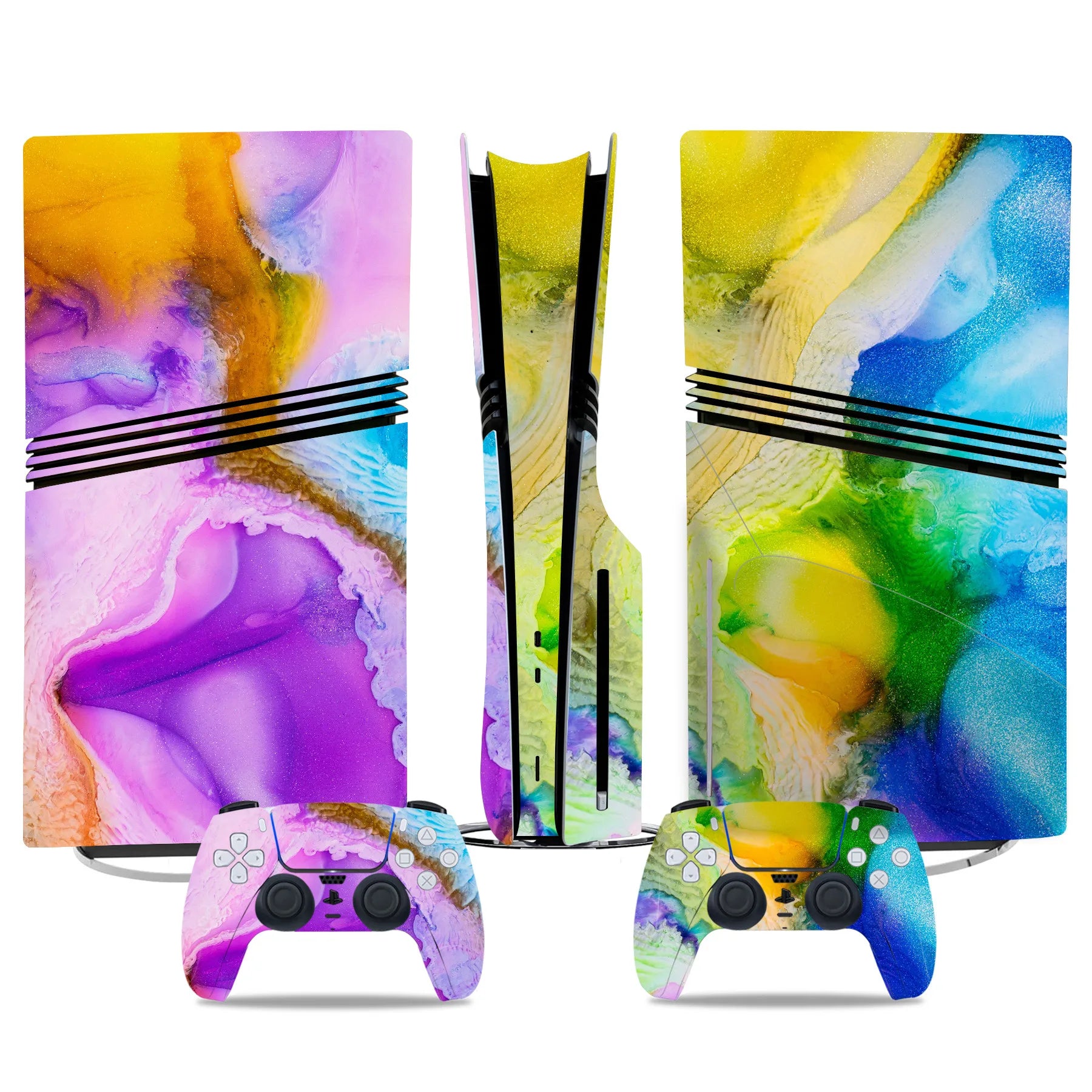 New Game PS5 Pro Disc Edition Skin Sticker Decal Cover for PS5 Pro Disc Console and 2 Controllers PS5 Skin Sticker